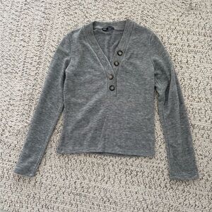 Zara Gray V-Neck Sweater